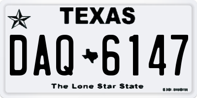 TX license plate DAQ6147