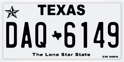 TX license plate DAQ6149