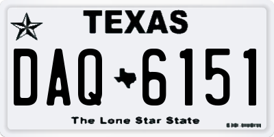 TX license plate DAQ6151