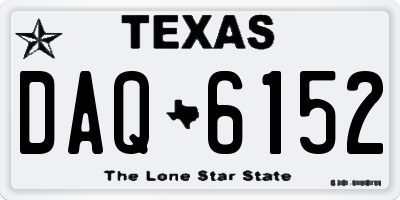 TX license plate DAQ6152