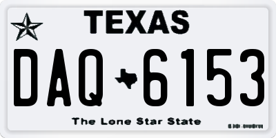 TX license plate DAQ6153