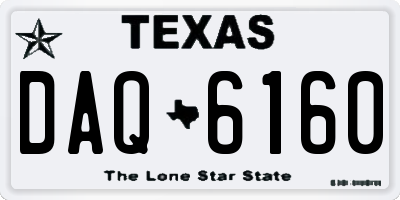 TX license plate DAQ6160