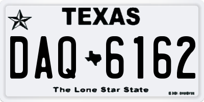 TX license plate DAQ6162