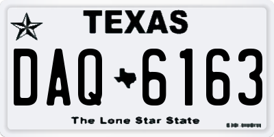 TX license plate DAQ6163