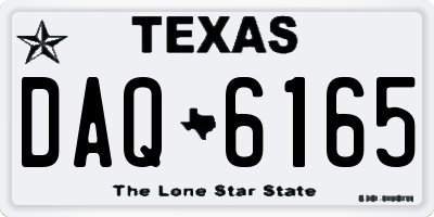 TX license plate DAQ6165