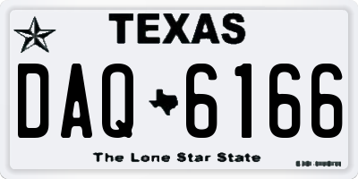 TX license plate DAQ6166