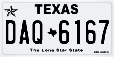TX license plate DAQ6167