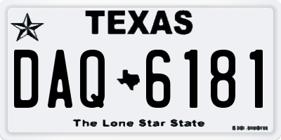 TX license plate DAQ6181