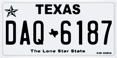 TX license plate DAQ6187