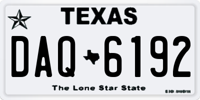 TX license plate DAQ6192