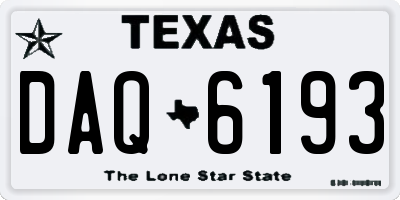 TX license plate DAQ6193