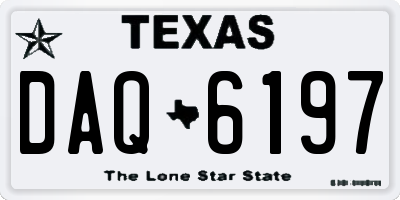 TX license plate DAQ6197