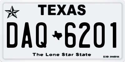 TX license plate DAQ6201