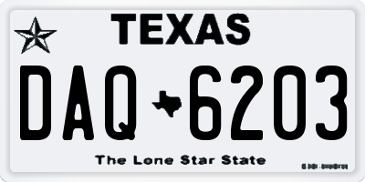 TX license plate DAQ6203