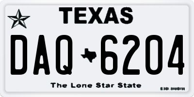 TX license plate DAQ6204