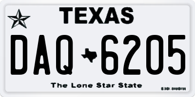 TX license plate DAQ6205