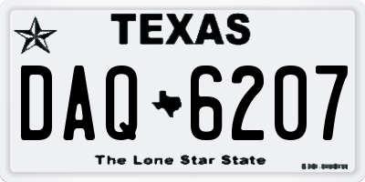 TX license plate DAQ6207