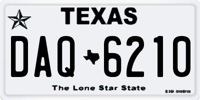 TX license plate DAQ6210