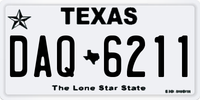 TX license plate DAQ6211