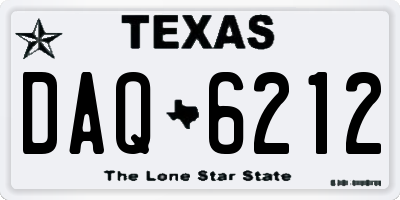 TX license plate DAQ6212