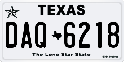 TX license plate DAQ6218
