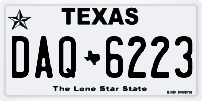TX license plate DAQ6223