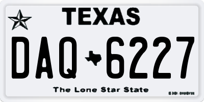 TX license plate DAQ6227