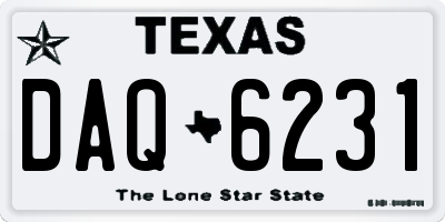 TX license plate DAQ6231