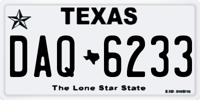 TX license plate DAQ6233