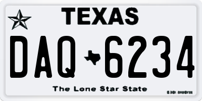 TX license plate DAQ6234