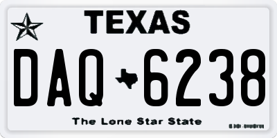 TX license plate DAQ6238