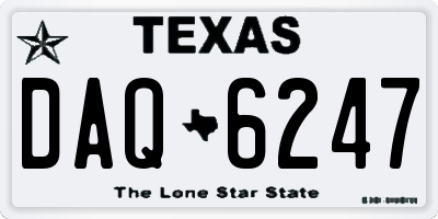 TX license plate DAQ6247