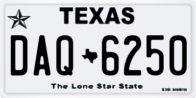 TX license plate DAQ6250