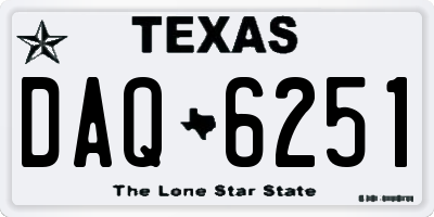 TX license plate DAQ6251