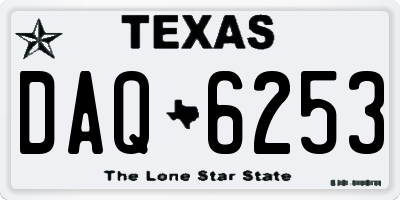 TX license plate DAQ6253