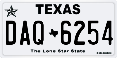 TX license plate DAQ6254