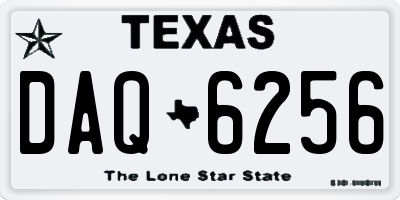 TX license plate DAQ6256