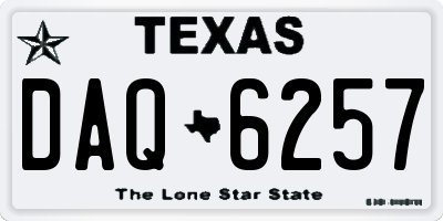 TX license plate DAQ6257