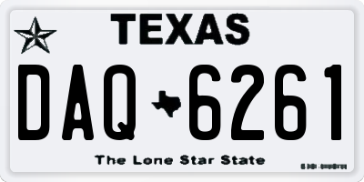 TX license plate DAQ6261