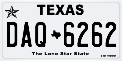 TX license plate DAQ6262