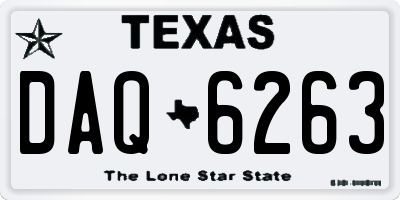TX license plate DAQ6263