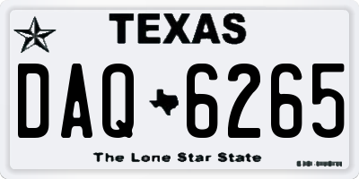 TX license plate DAQ6265