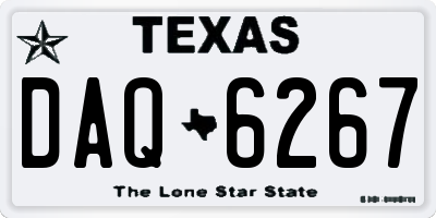 TX license plate DAQ6267