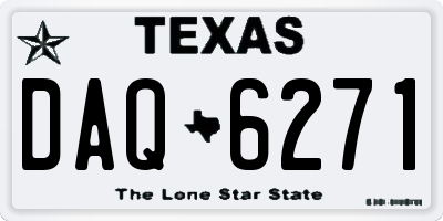 TX license plate DAQ6271