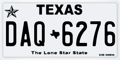 TX license plate DAQ6276