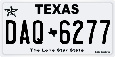 TX license plate DAQ6277