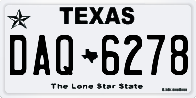 TX license plate DAQ6278