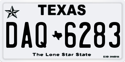 TX license plate DAQ6283