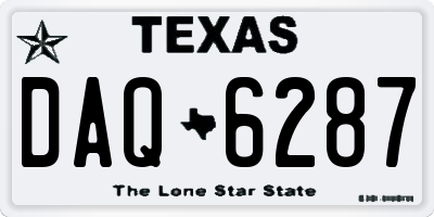 TX license plate DAQ6287