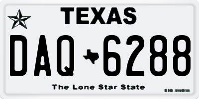 TX license plate DAQ6288